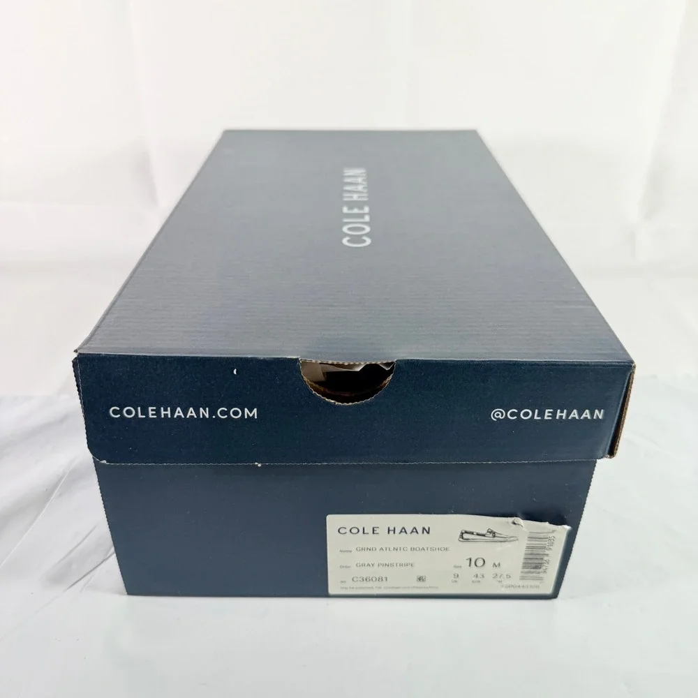Cole Haan Grand‎ Atlantic Boat Shoe Gray Pinstripe Men's Size 10 M NIB